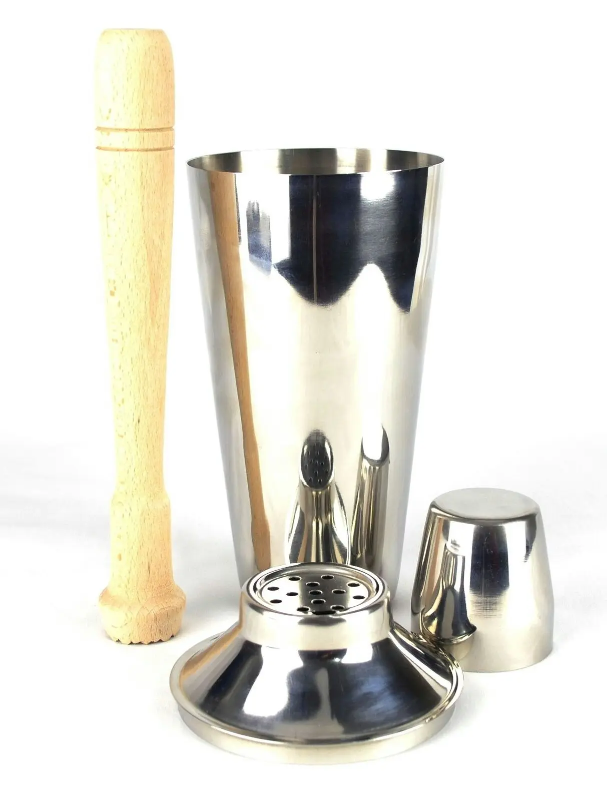 3 Piece Cocktail Shaker And Muddler Set