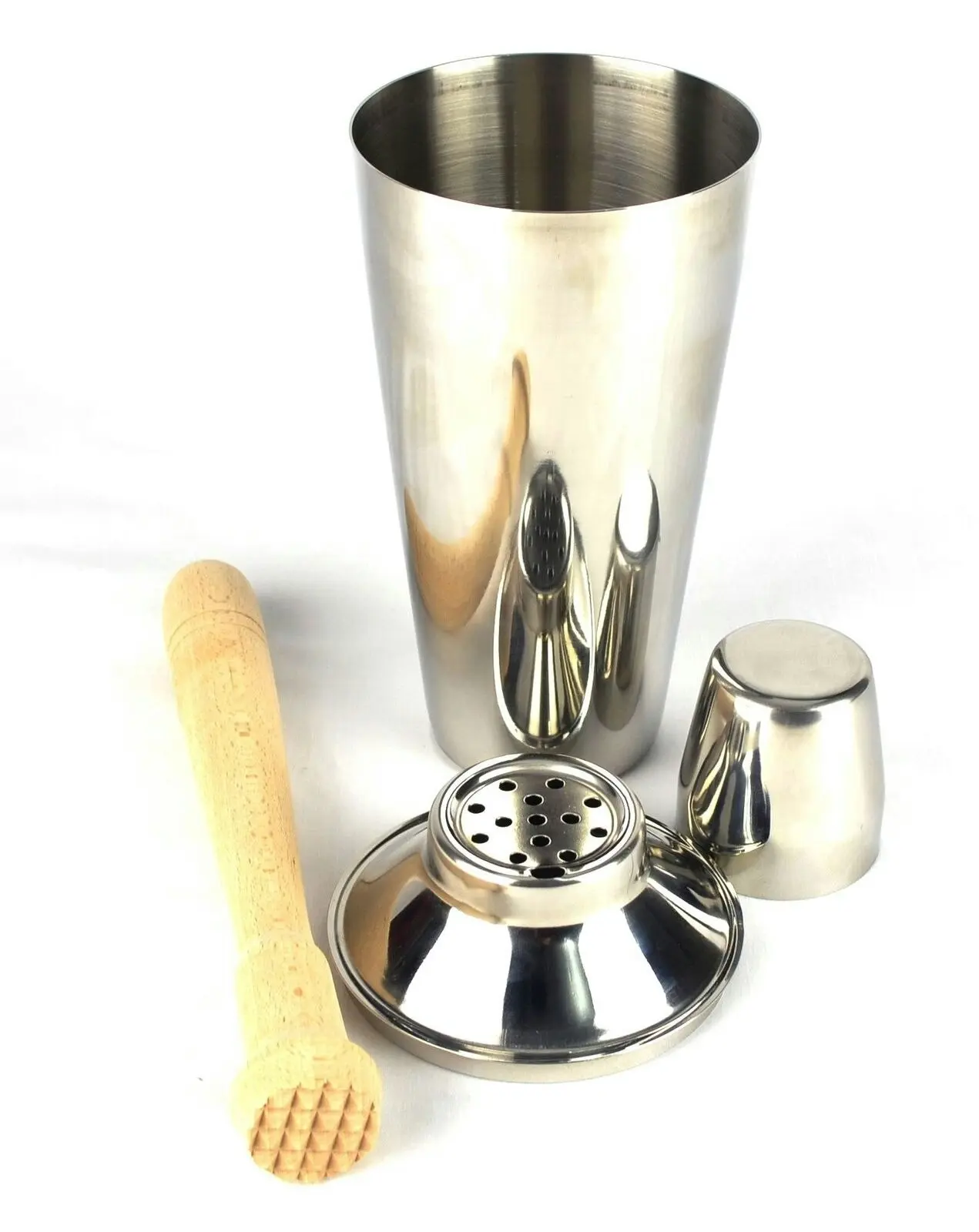 3 Piece Cocktail Shaker And Muddler Set