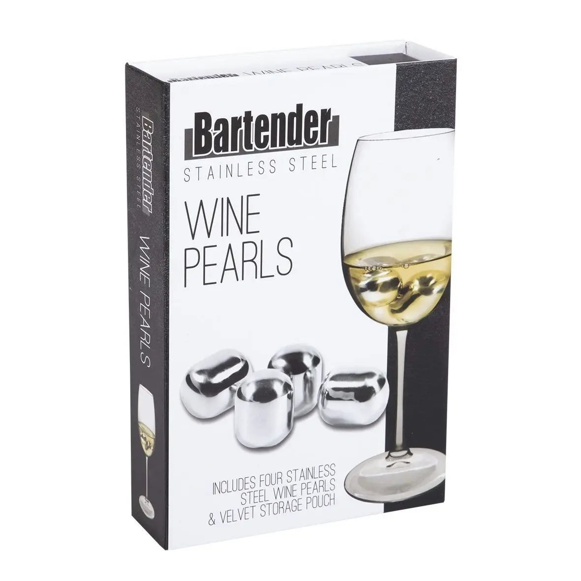 Bartender Stainless Steel Wine Pearls Set 4 With Bag