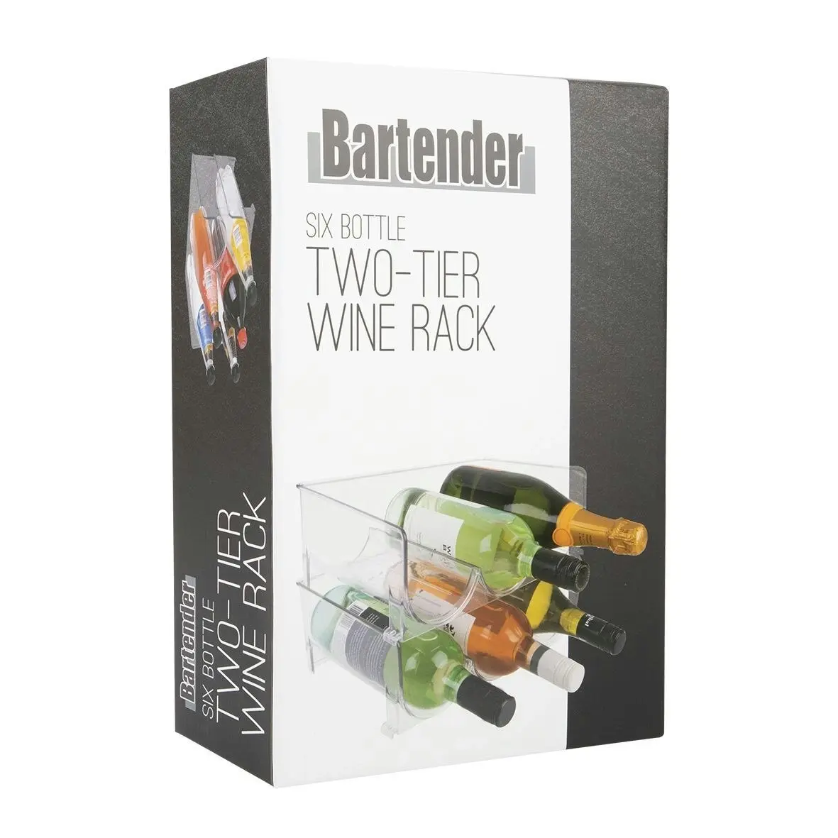 Bartender 6 Bottle 2 Tier Clear Wine Rack