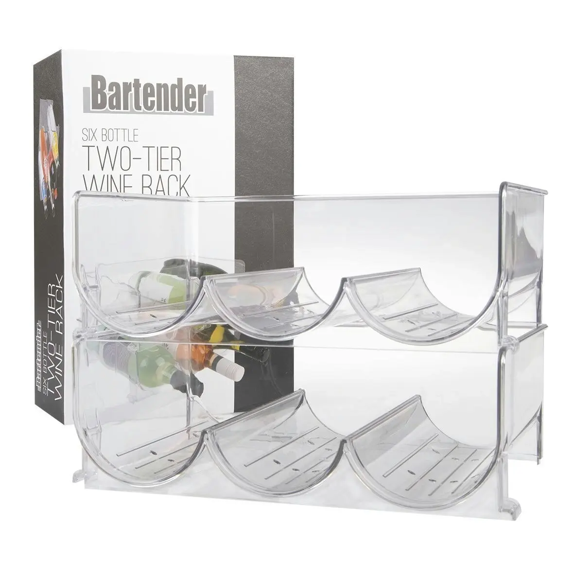 Bartender 6 Bottle 2 Tier Clear Wine Rack