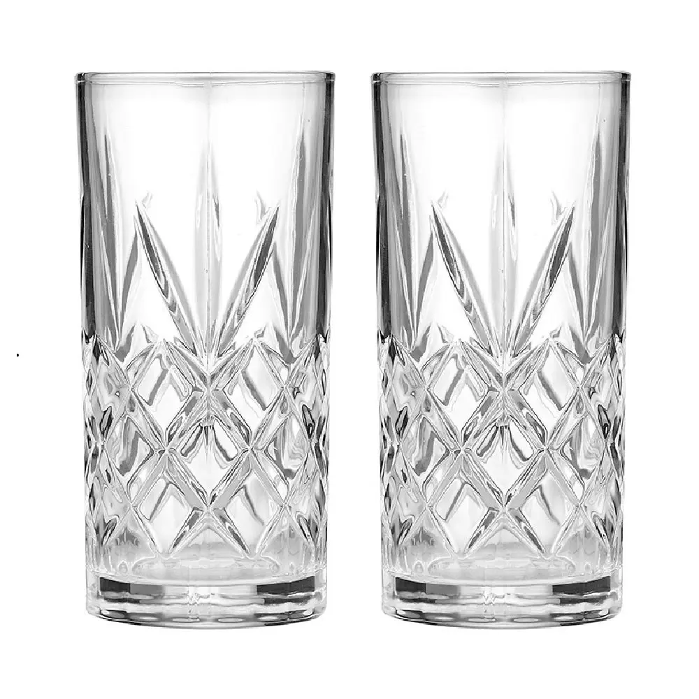 Tempa Ophelia Carved Highball Glass Tumblers Set Of 2