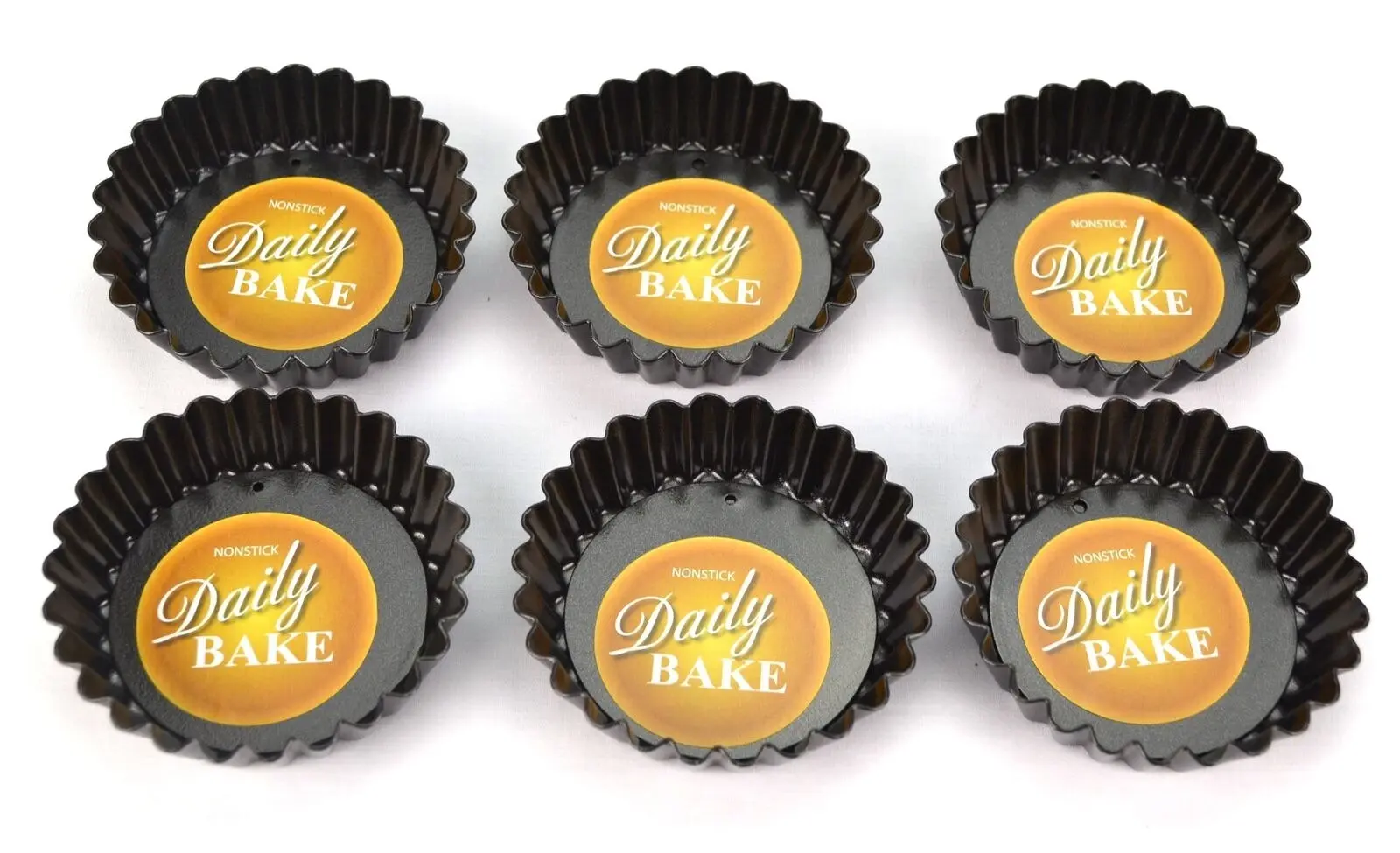 Daily Bake 7.5cm x 2cm NON STICK MINI QUICHE PAN SET OF 12