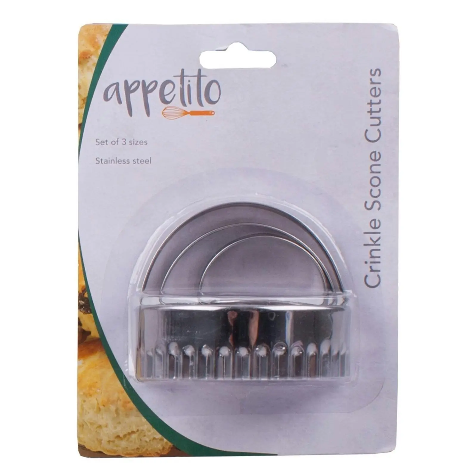 Appetito Crinkle Scone Cutters   Set Of 3