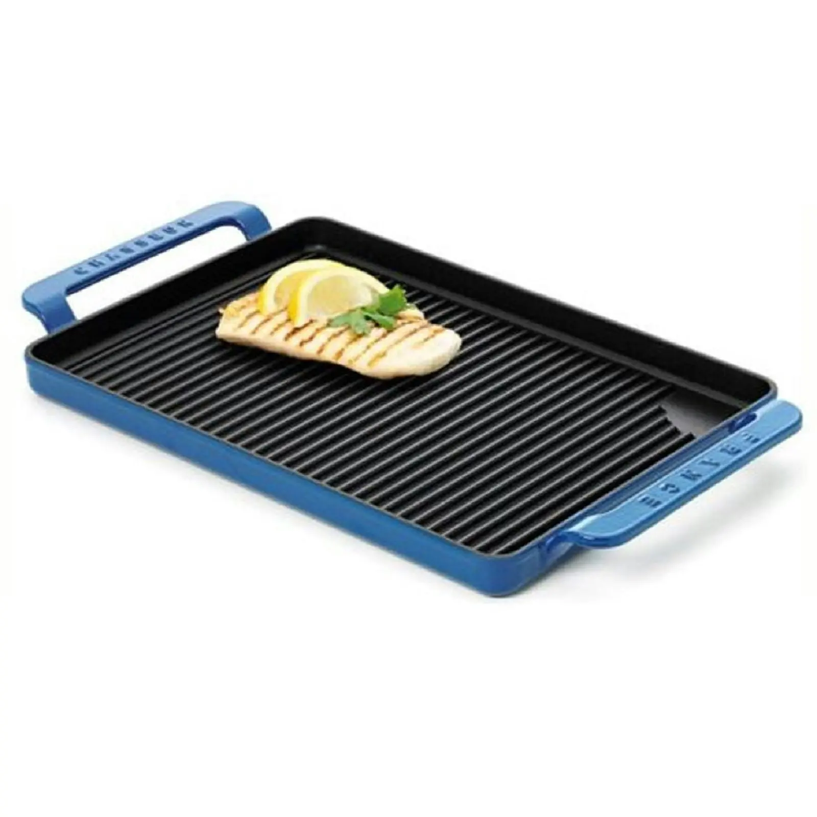 Chasseur SKY BLUE 42 x 24cm CAST IRON RECTANGULAR GRILL TRAY