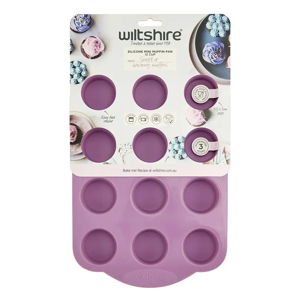 Wiltshire Pink Silicone 12 Cup Mini Muffin Pan