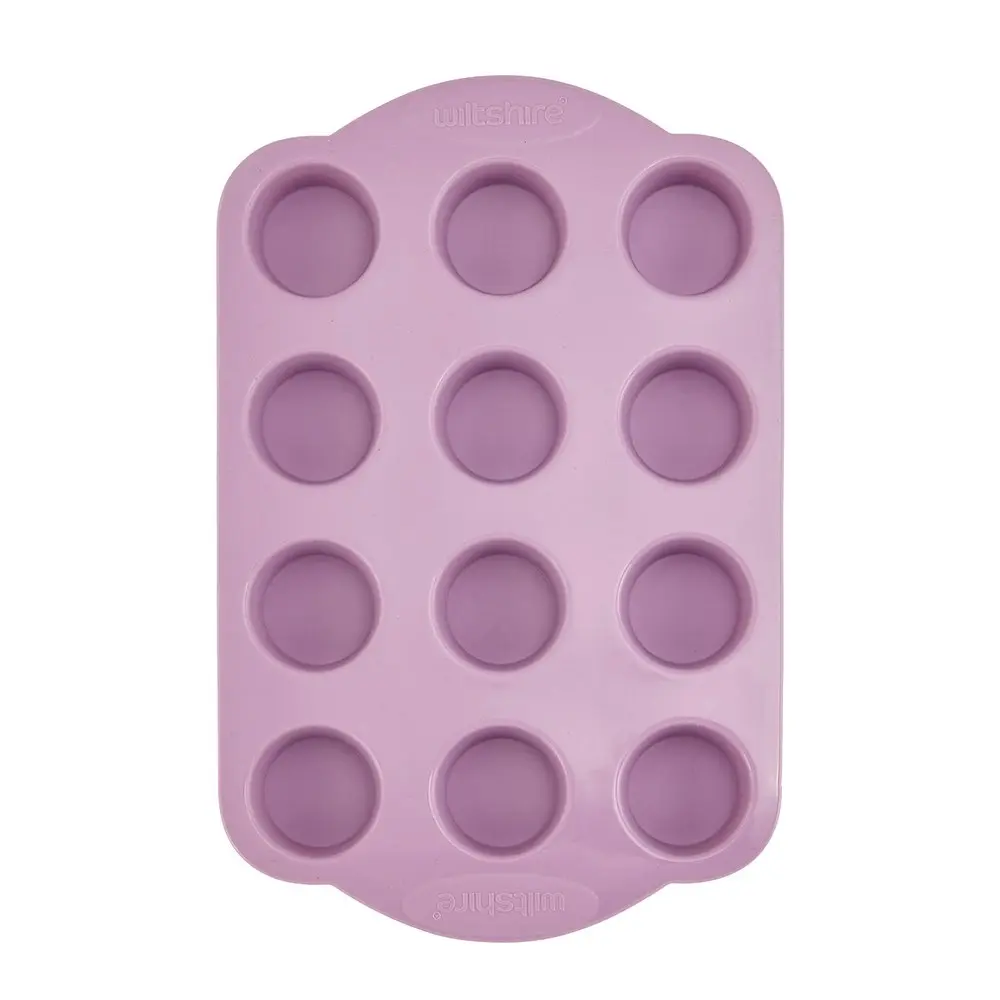 Wiltshire Pink Silicone 12 Cup Mini Muffin Pan