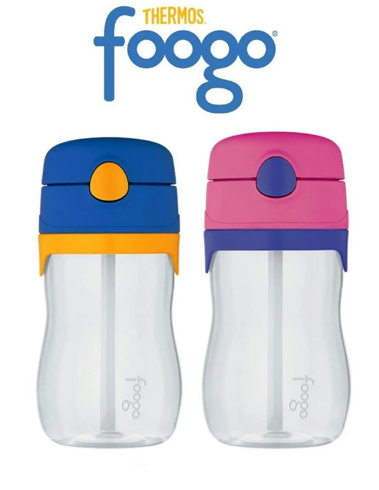 Thermos FOOGO 360ml TRITAN DRINK BOTTLE WITH STRAW - PINK OR BLUE