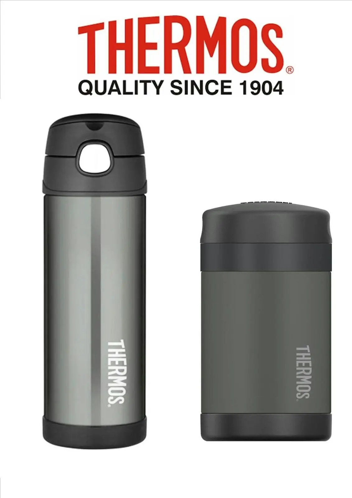 Thermos 470ml FOOD JAR + BOTTLE - CHARCOAL OR PURPLE