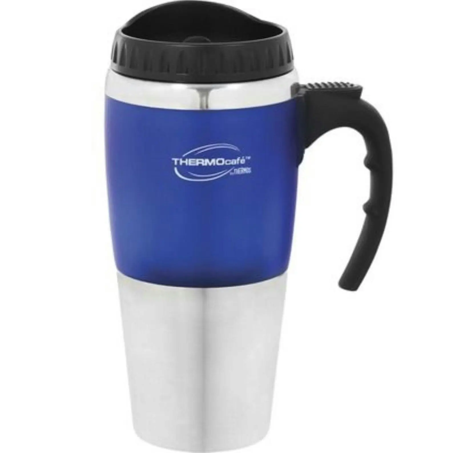 Thermos THERMOCAFE 450ml TRAVEL MUG WITH HANDLE - RED BLUE OR BLACK