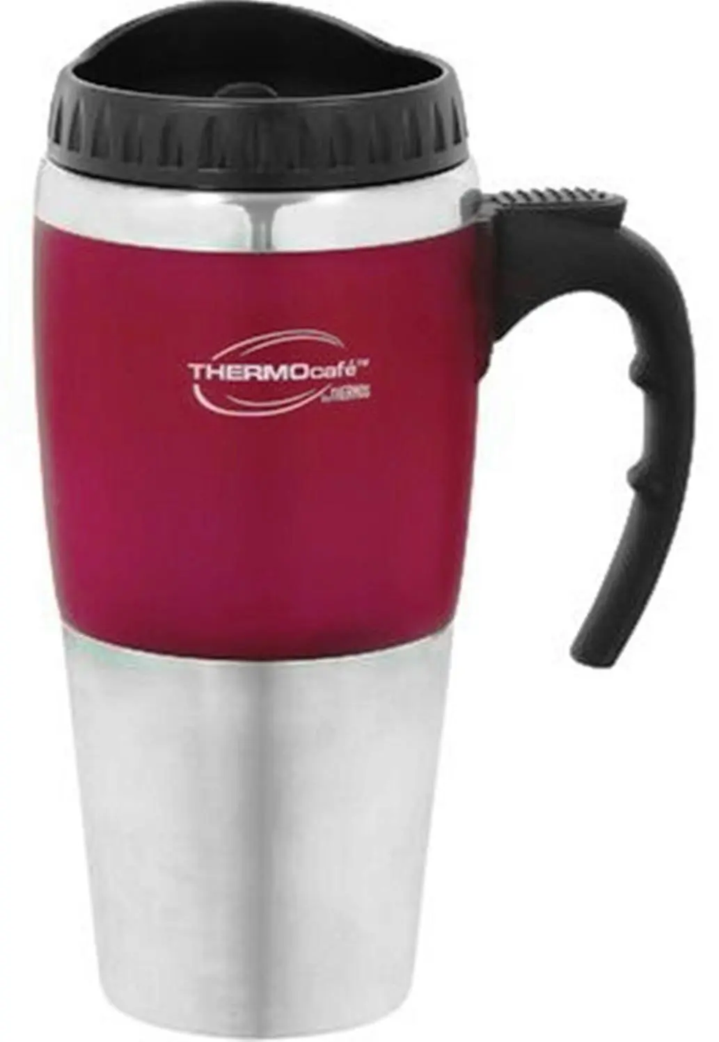 Thermos THERMOCAFE 450ml TRAVEL MUG WITH HANDLE - RED BLUE OR BLACK