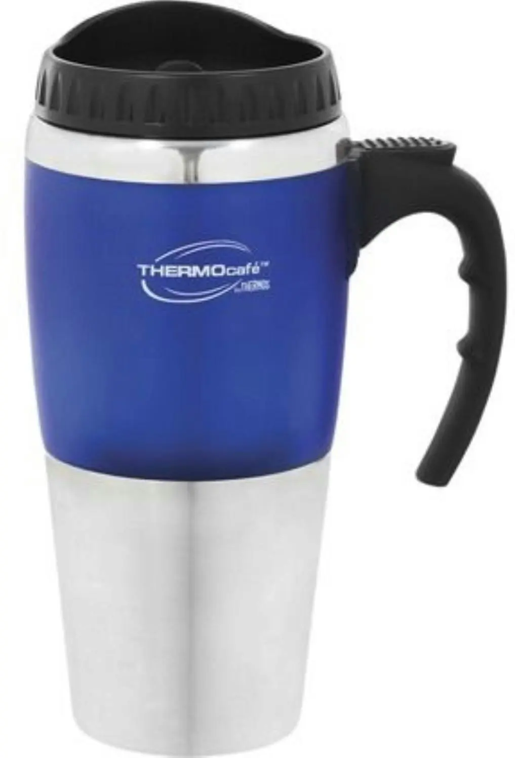 Thermos THERMOCAFE 450ml TRAVEL MUG WITH HANDLE - RED BLUE OR BLACK