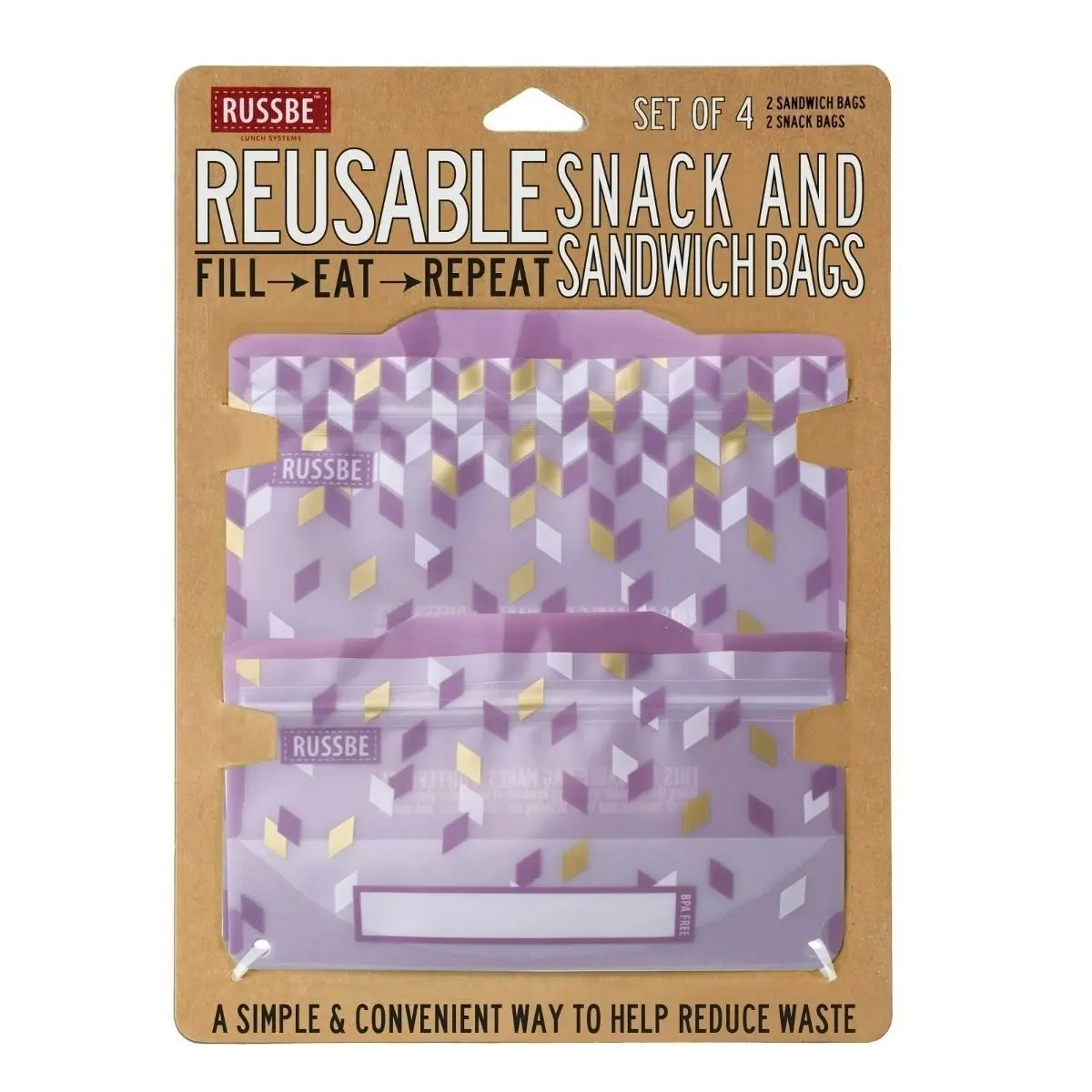 Russbe Reusable Snack And Sandwich Bags   Set 4