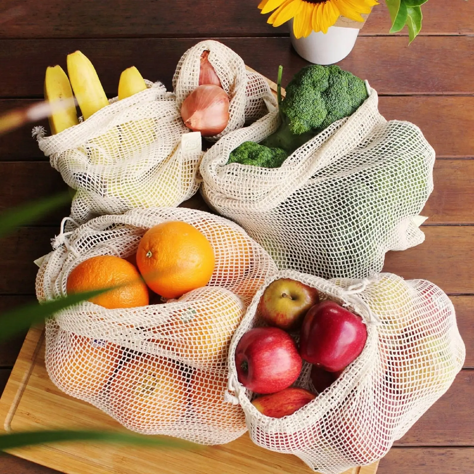 White Magic Reusable Produce Bags   Set Of 5