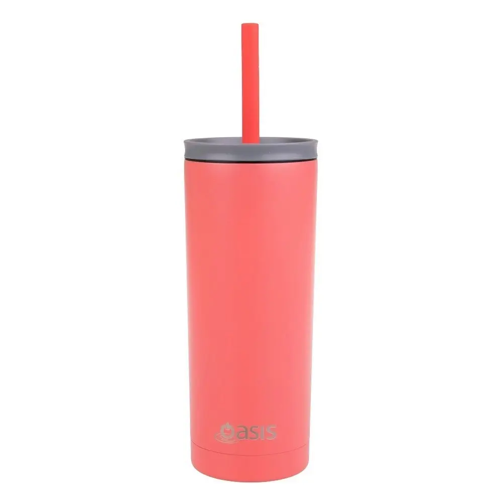 Oasis STAINLESS STEEL 600ml SUPER SIPPER WITH STRAW