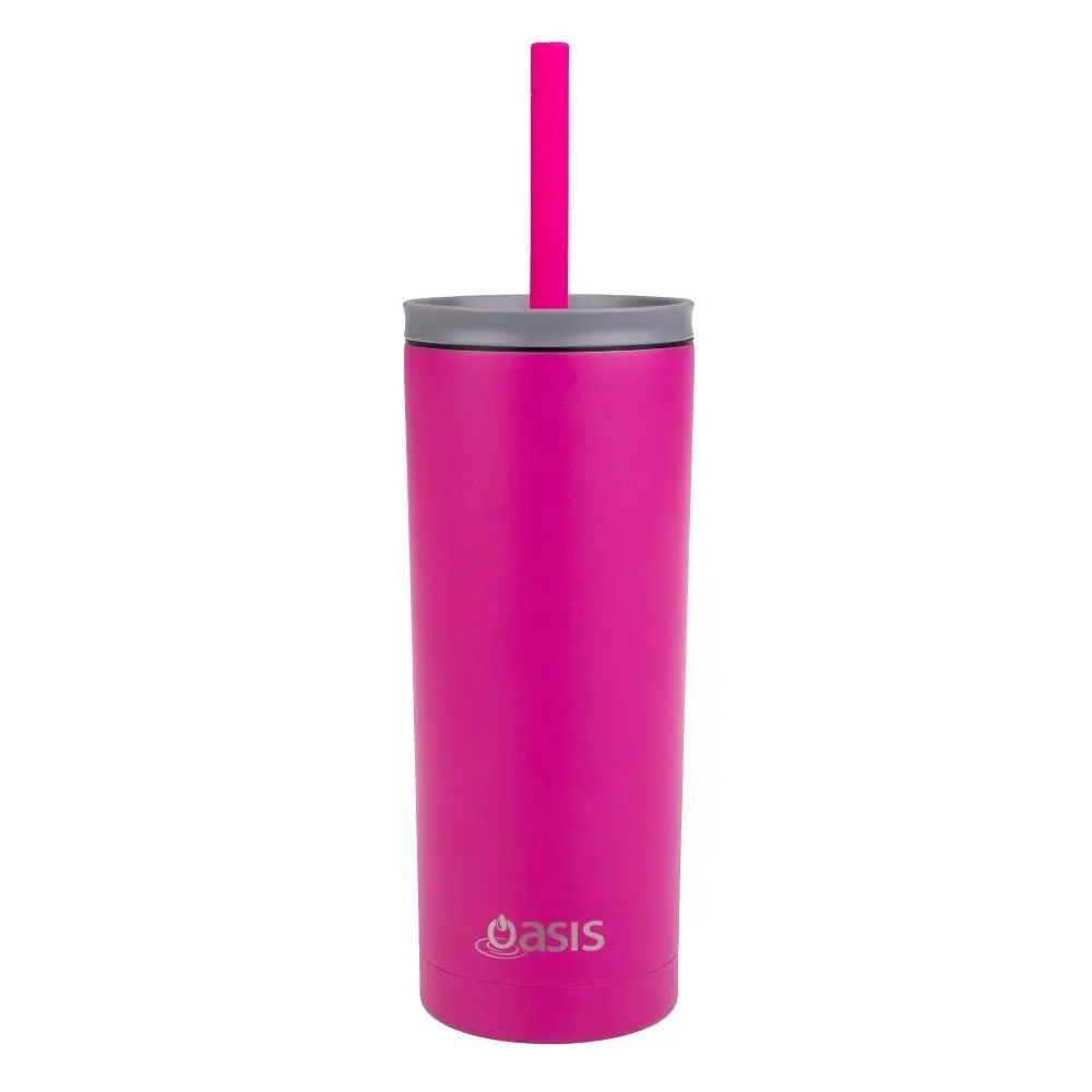 Oasis STAINLESS STEEL 600ml SUPER SIPPER WITH STRAW