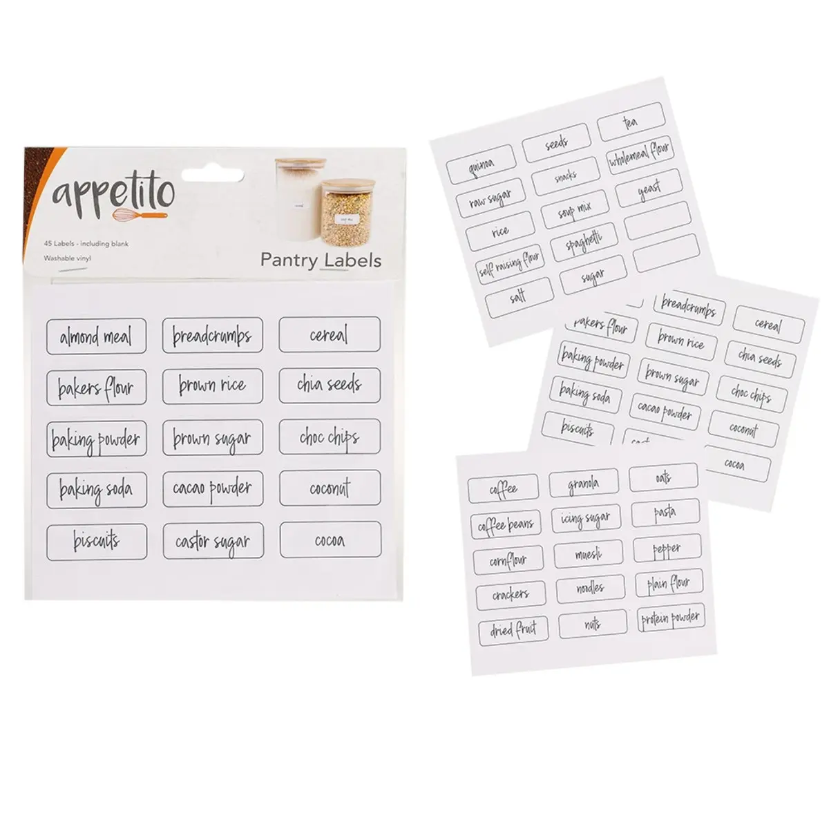 Appetito Canister Labels   Pack Of 45