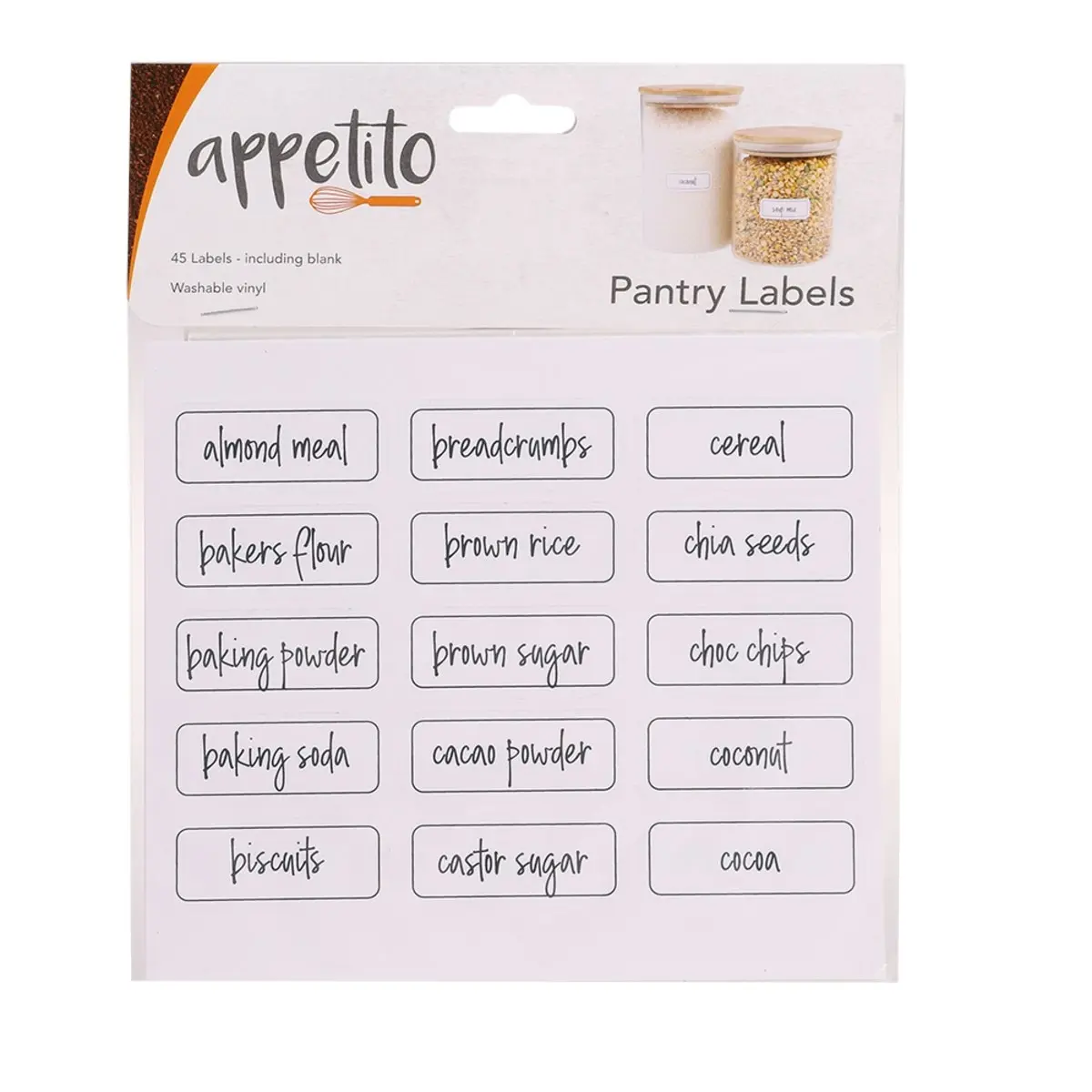 Appetito Canister Labels   Pack Of 45