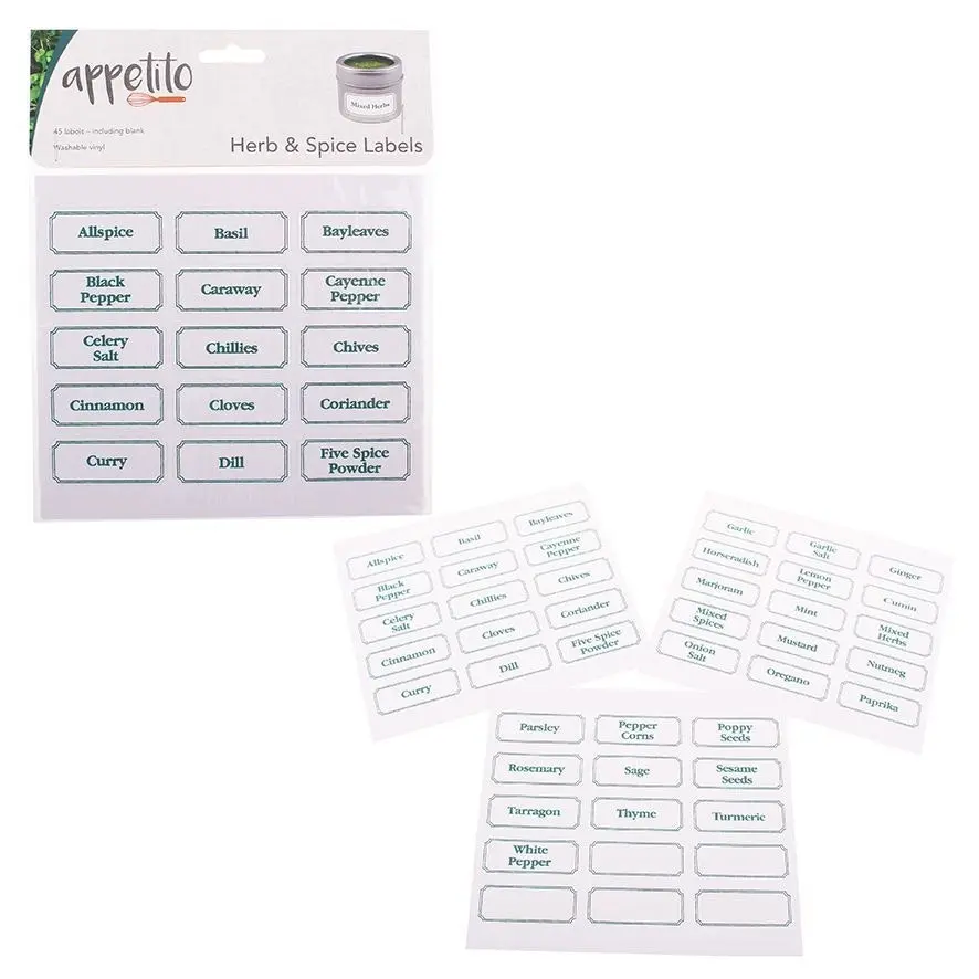 Appetito Herb And Spice Labels   Pack Of 45