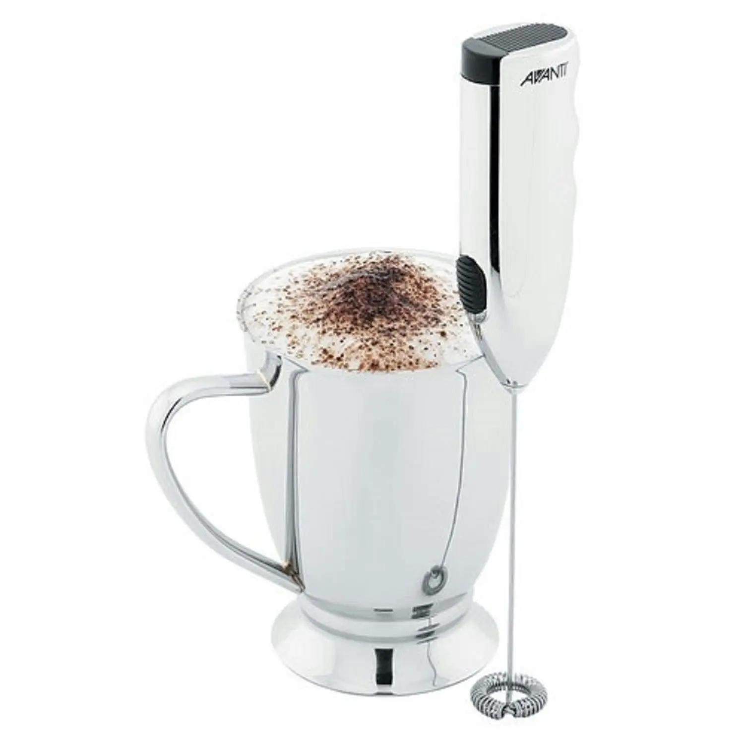 Avanti Little Whipper Milk Frother With Stand   Silver