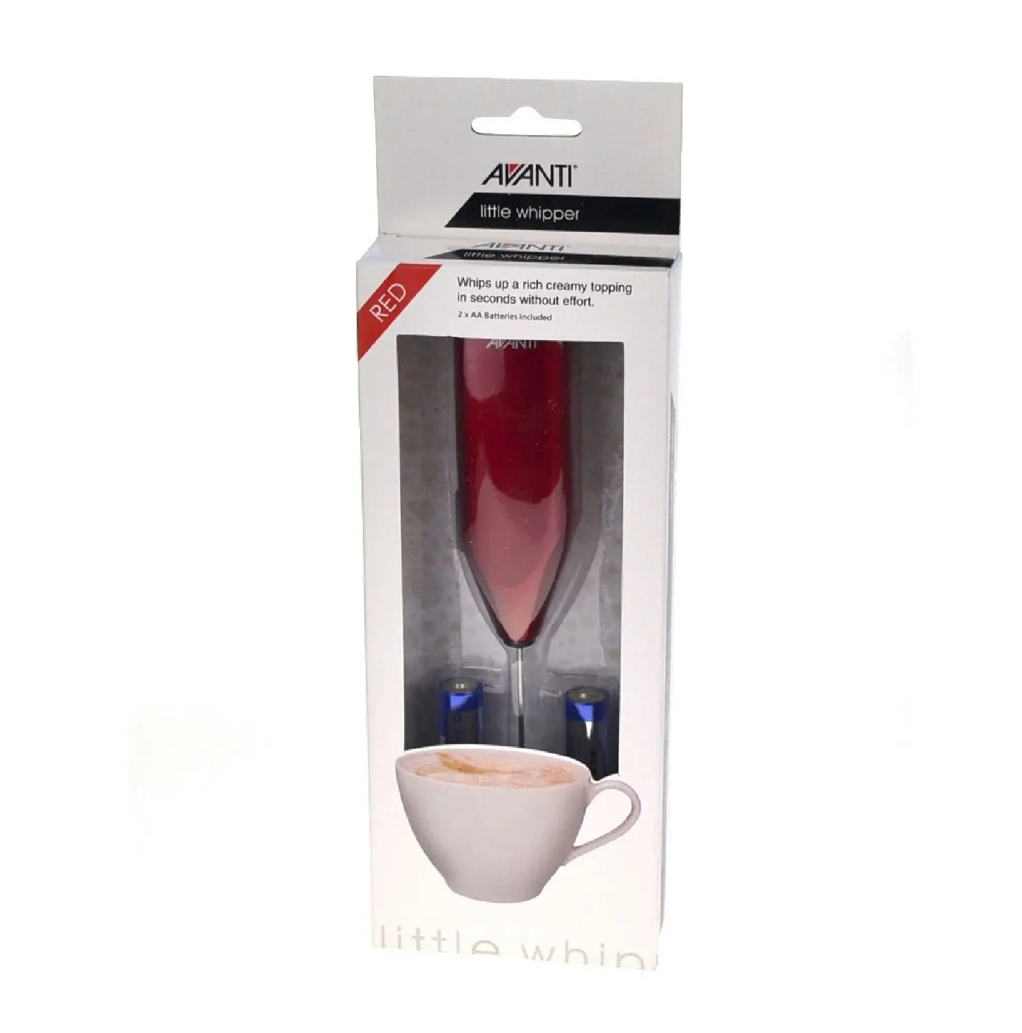 Avanti Little Whipper Milk Frother With Stand   Red