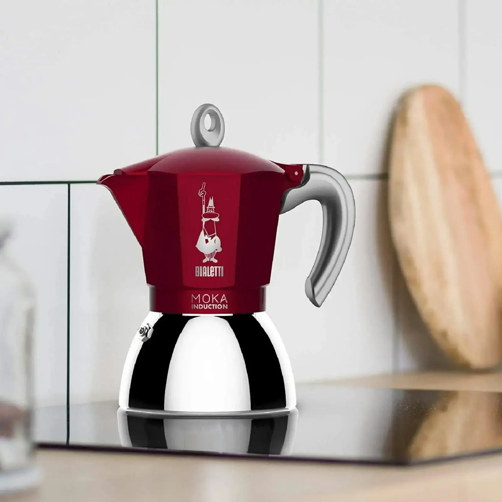 Bialetti Moka 6 Cup Induction Espresso Maker   Red