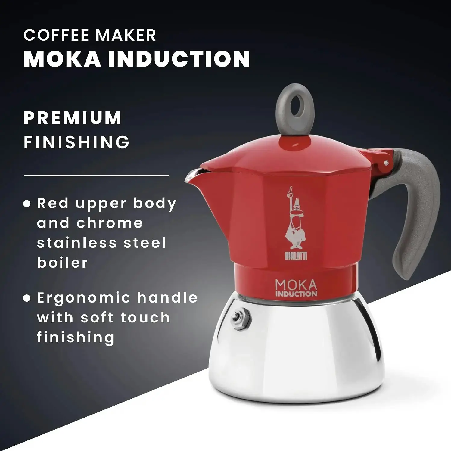 Bialetti Moka 6 Cup Induction Espresso Maker   Red