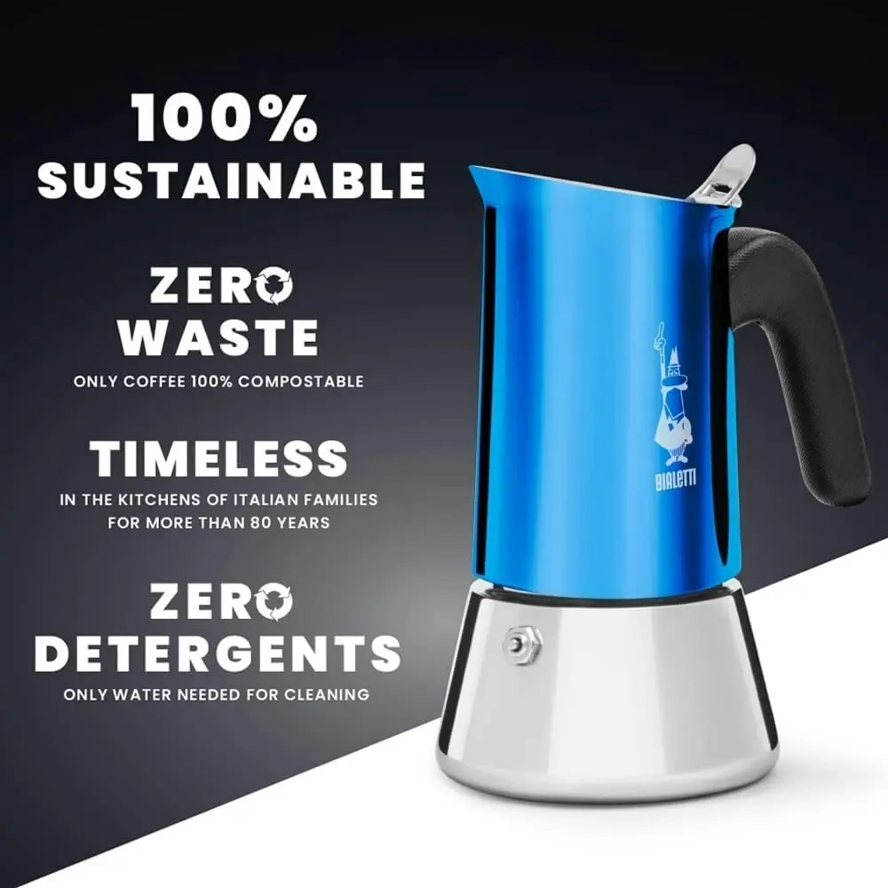 Bialetti Venus 6 Cup Stainless Steel Espresso Maker   Blue