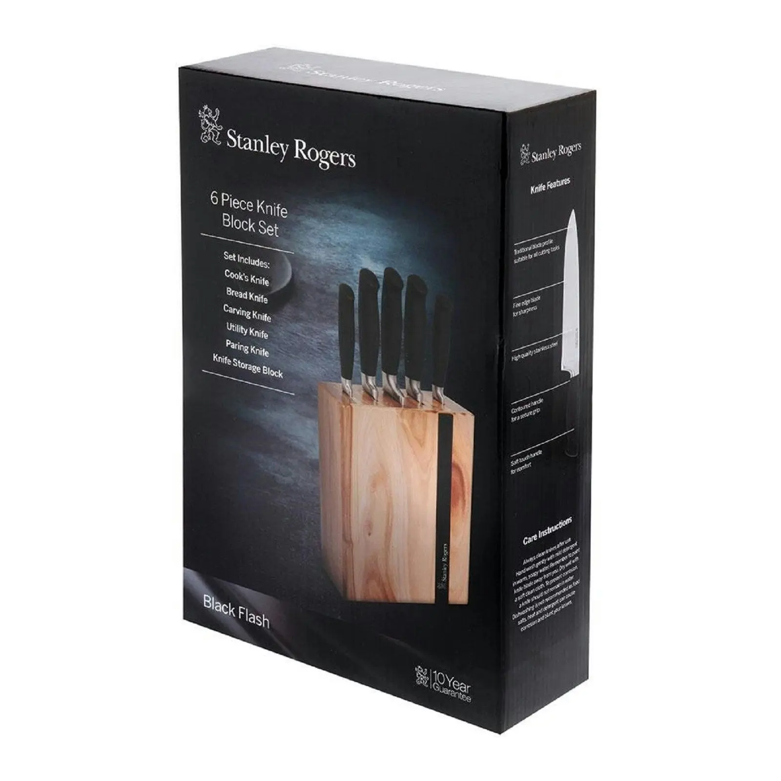 Stanley Rogers Black Flash 6 Piece Knife Block Set