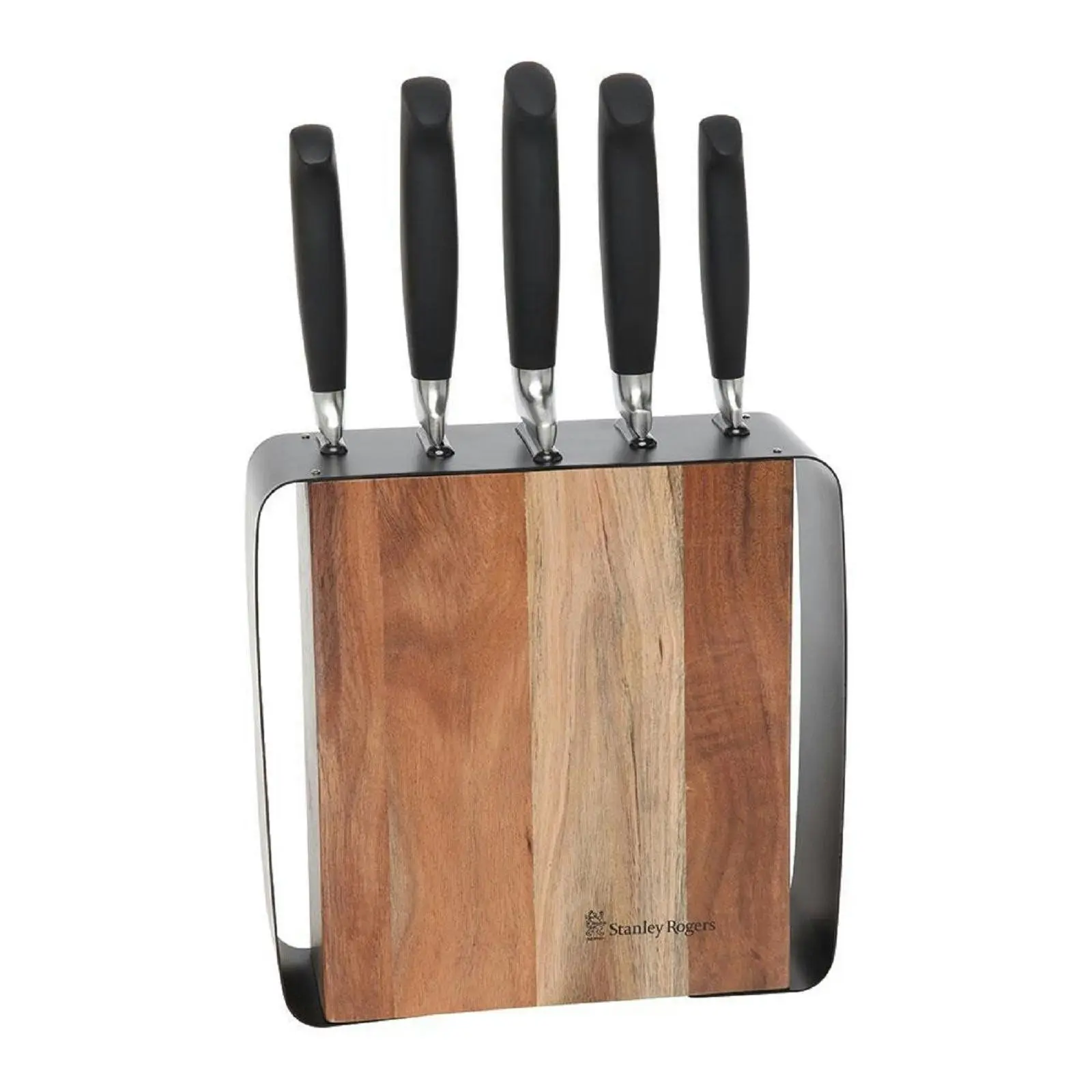 Stanley Rogers Framed Acacia 6 Piece Knife Block Set