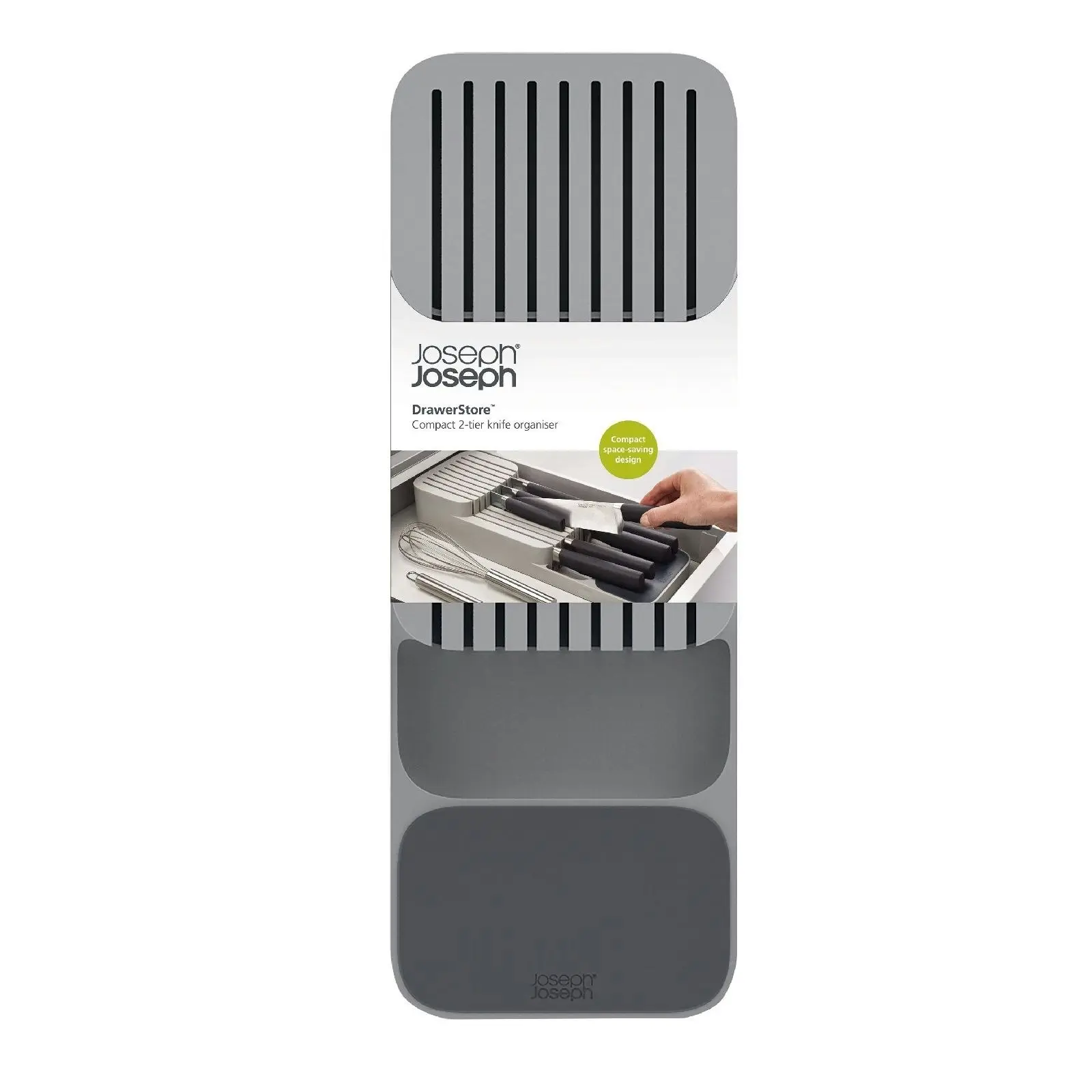 Joseph Joseph Drawer Store Compact 2 Tier Knife Organiser Grey