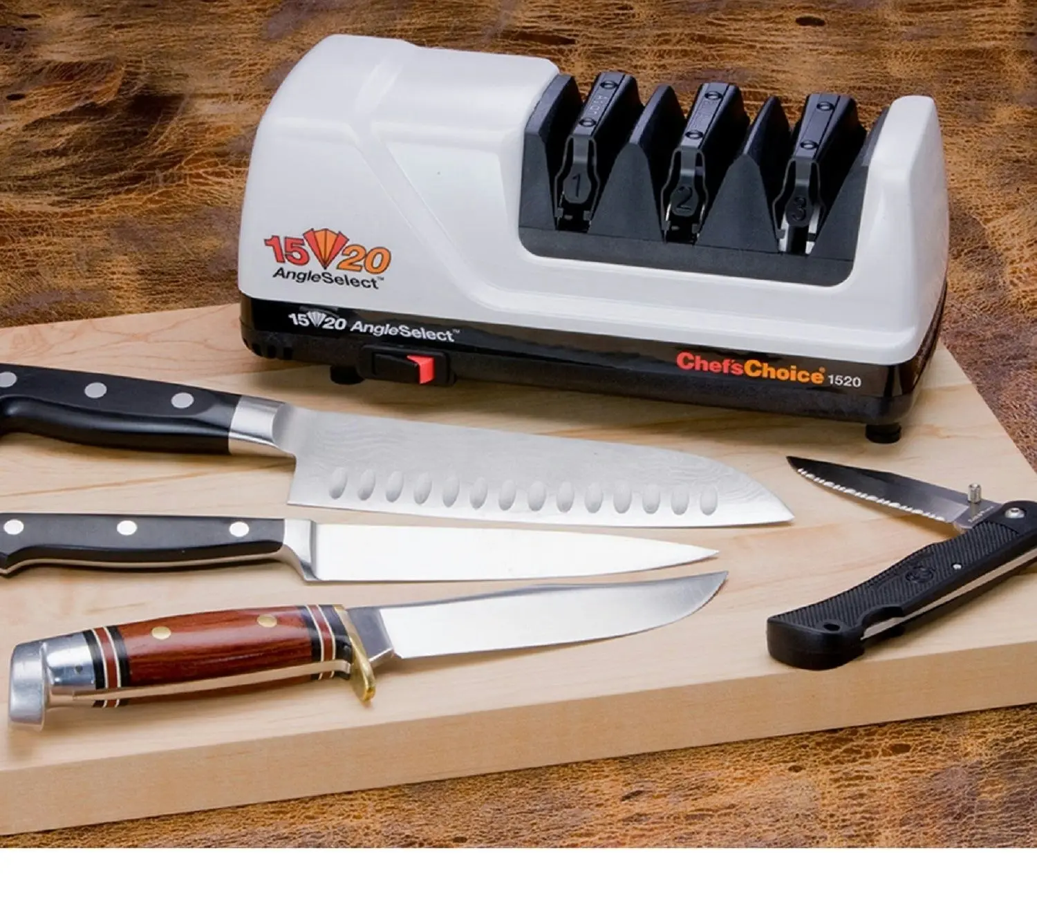 CHEFS CHOICE WHITE DIAMOND HONE ANGLESELECT ELECTRIC KNIFE SHARPENER MODEL 1520 Pro