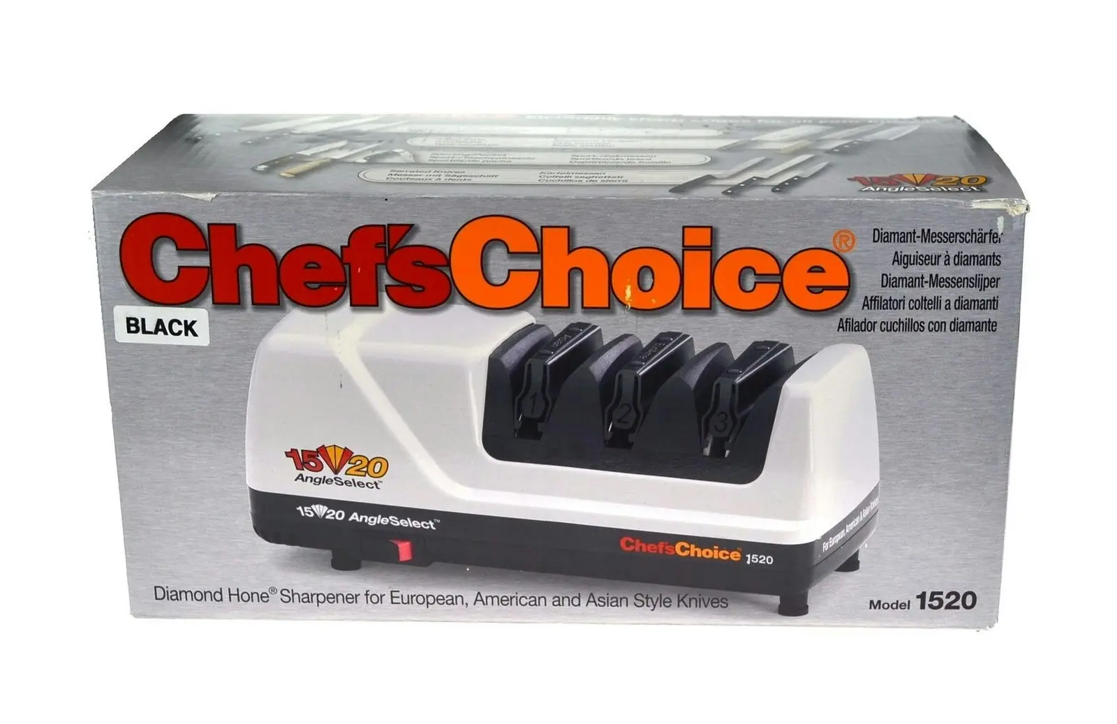 CHEFS CHOICE WHITE DIAMOND HONE ANGLESELECT ELECTRIC KNIFE SHARPENER MODEL 1520 Pro