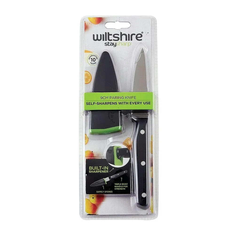 Wiltshire STAYSHARP NEW LOOK 9cm TRIPLE RIVET PARING KNIFE WITH SHARPENER