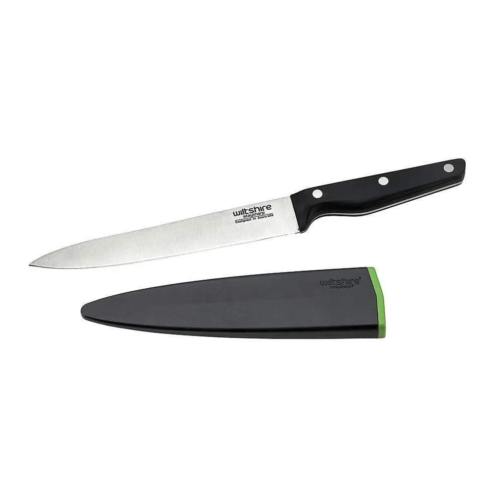 Wiltshire STAYSHARP NEW LOOK 20cm TRIPLE RIVET CARVING KNIFE WITH SHARPENER