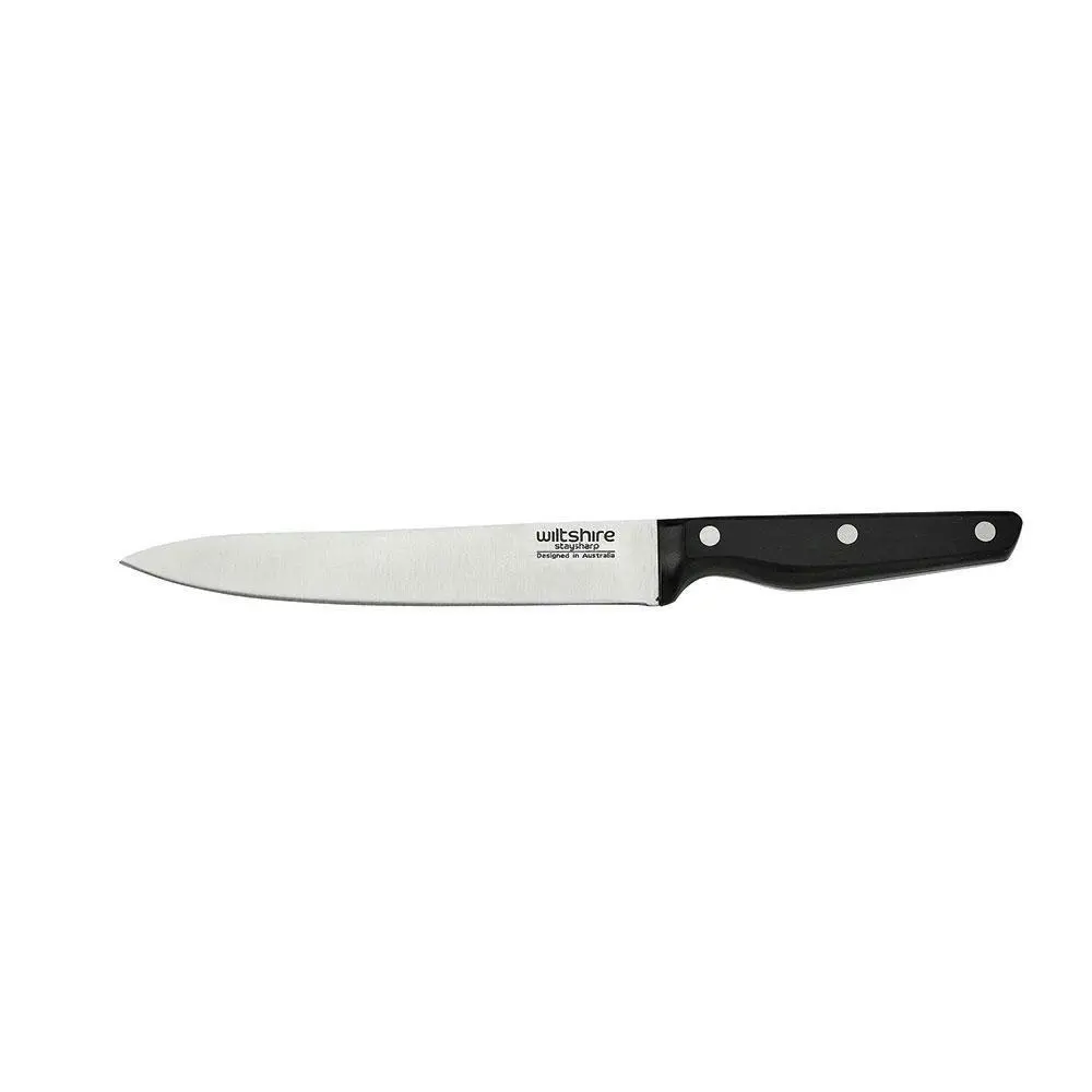 Wiltshire STAYSHARP NEW LOOK 20cm TRIPLE RIVET CARVING KNIFE WITH SHARPENER