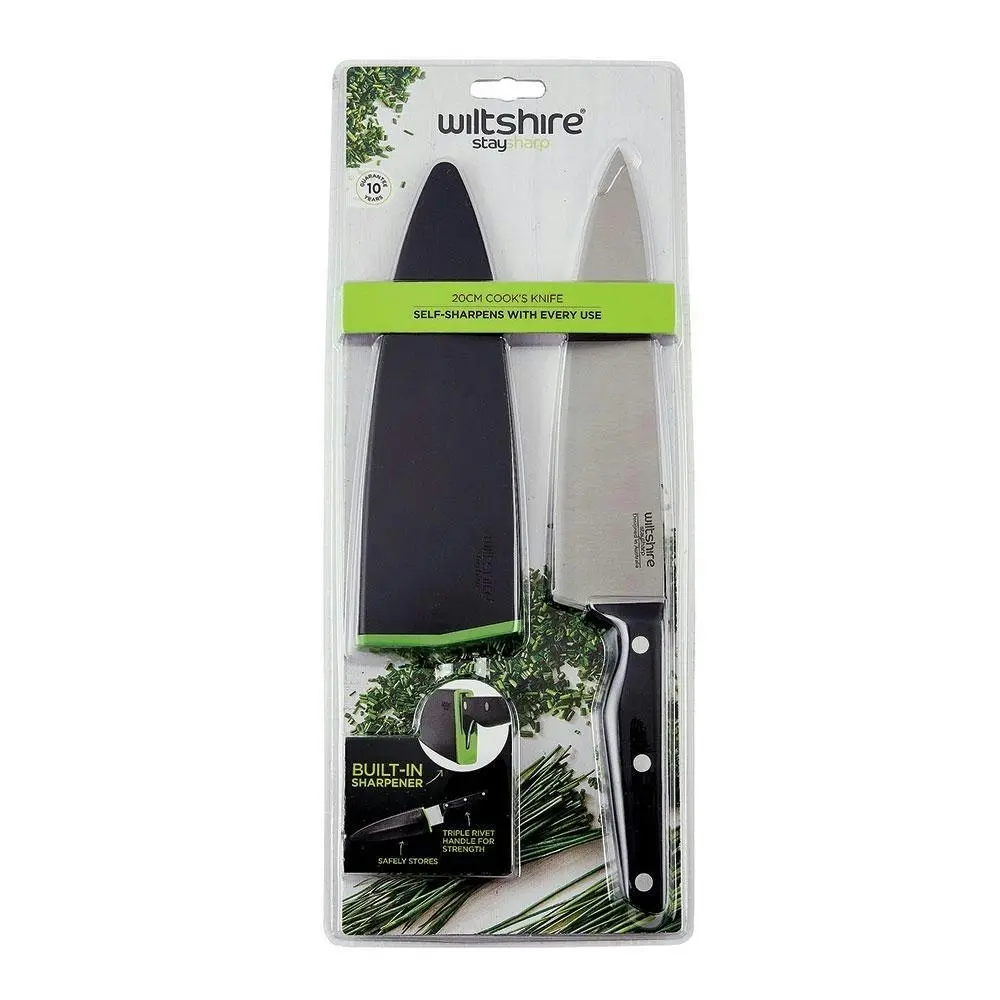 Wiltshire STAYSHARP NEW LOOK 20cm TRIPLE RIVET COOK'S KNIFE WITH SHARPENER