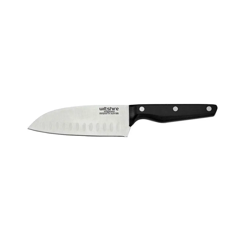 Wiltshire STAYSHARP NEW LOOK 15cm TRIPLE RIVET SANTOKU KNIFE WITH SHARPENER