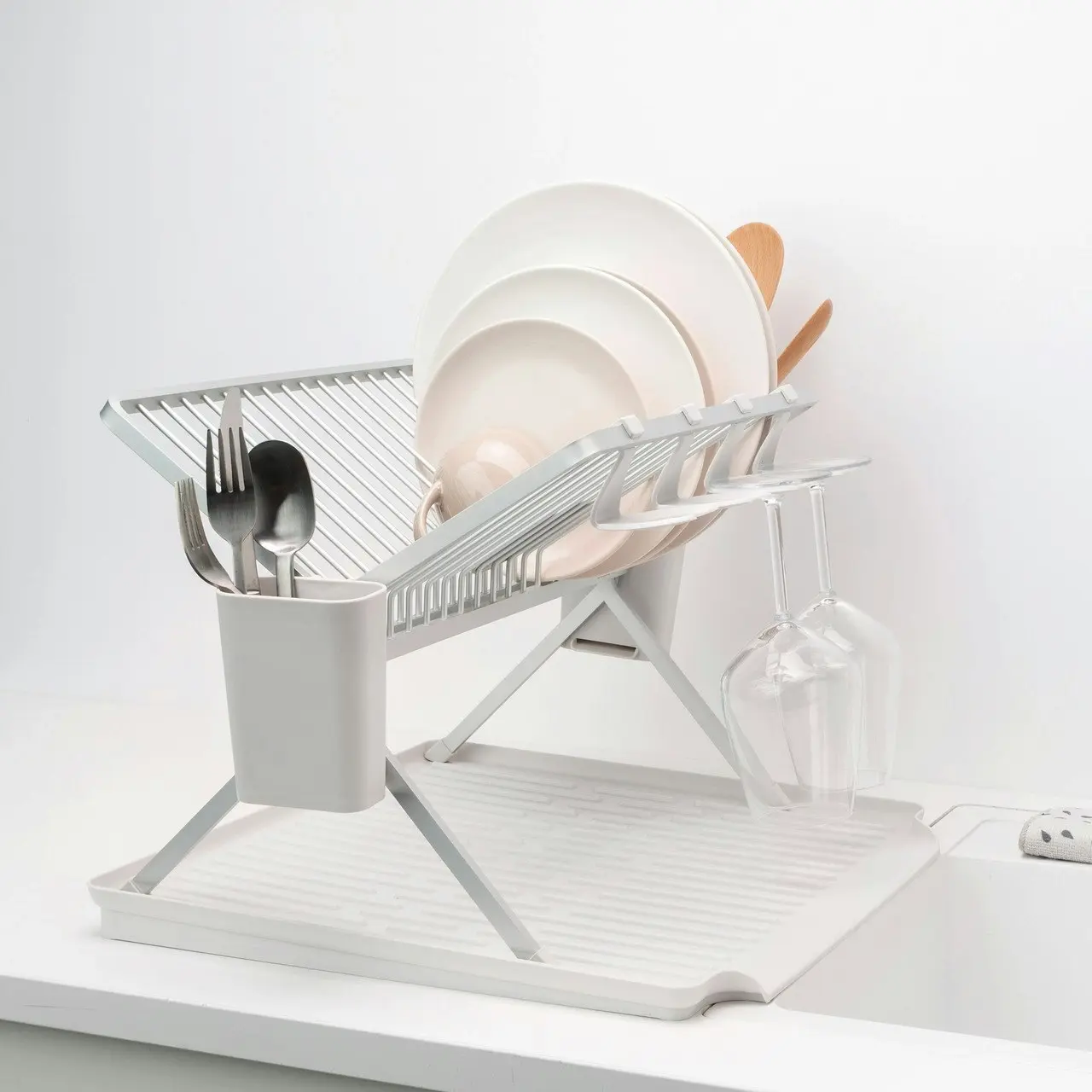 Brabantia Large Foldable Dish Drying Rack   Light Grey