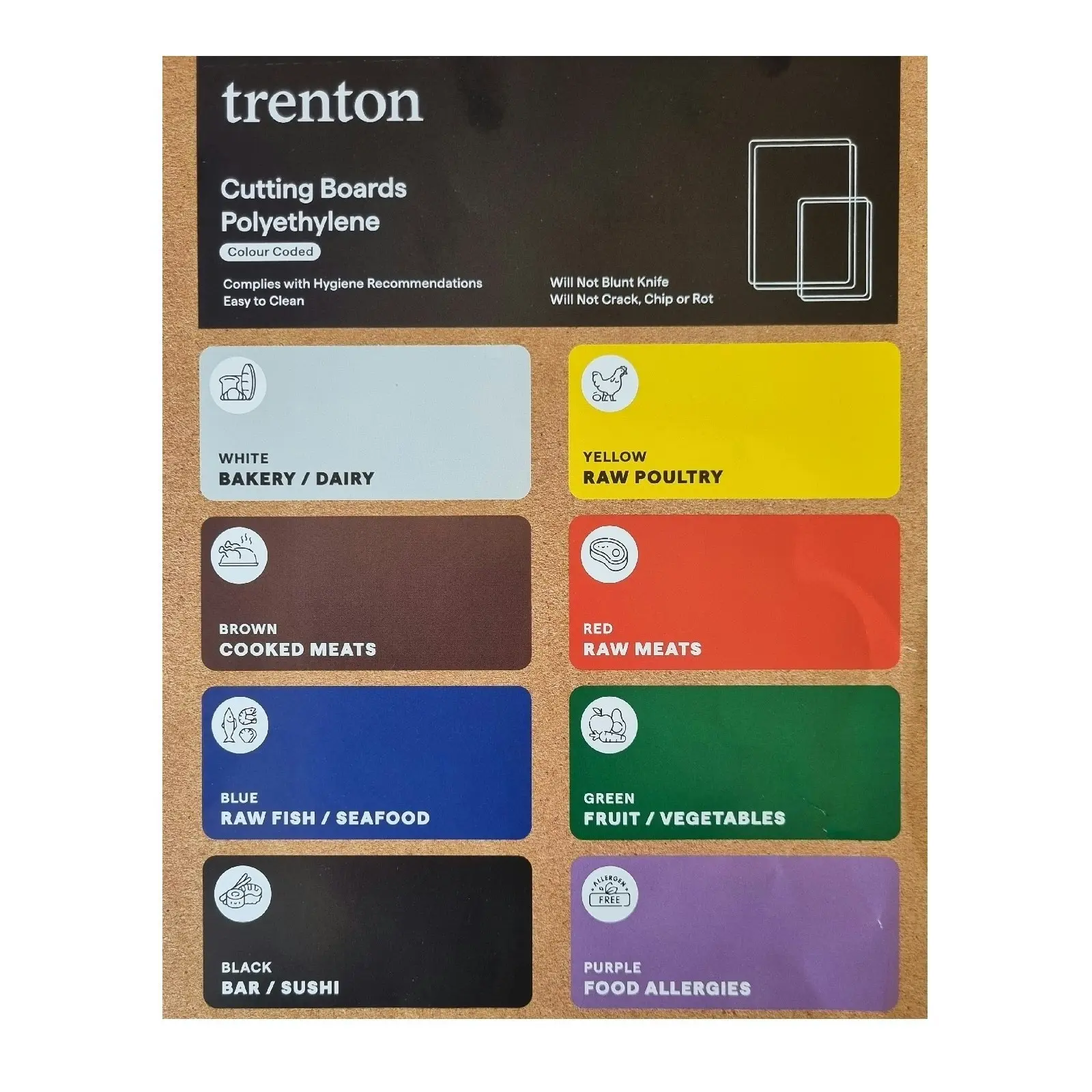 Trenton White Polyethylene Chopping Board 380 X 510 X 19mm