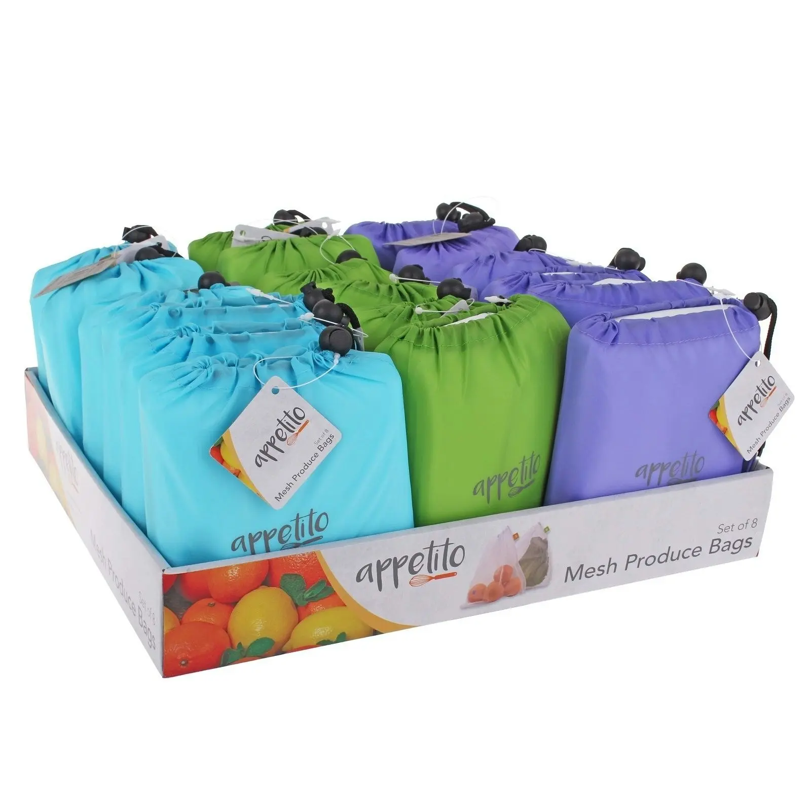 Appetito Reusable Produce Bags   Set Of 8