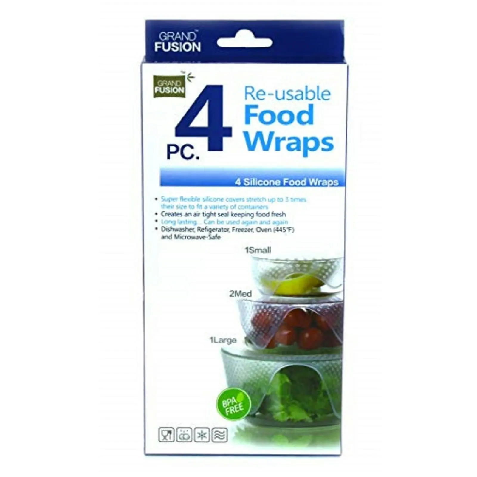 Grand Fusion RE-USABLE FOOD WRAPS - SET of 4