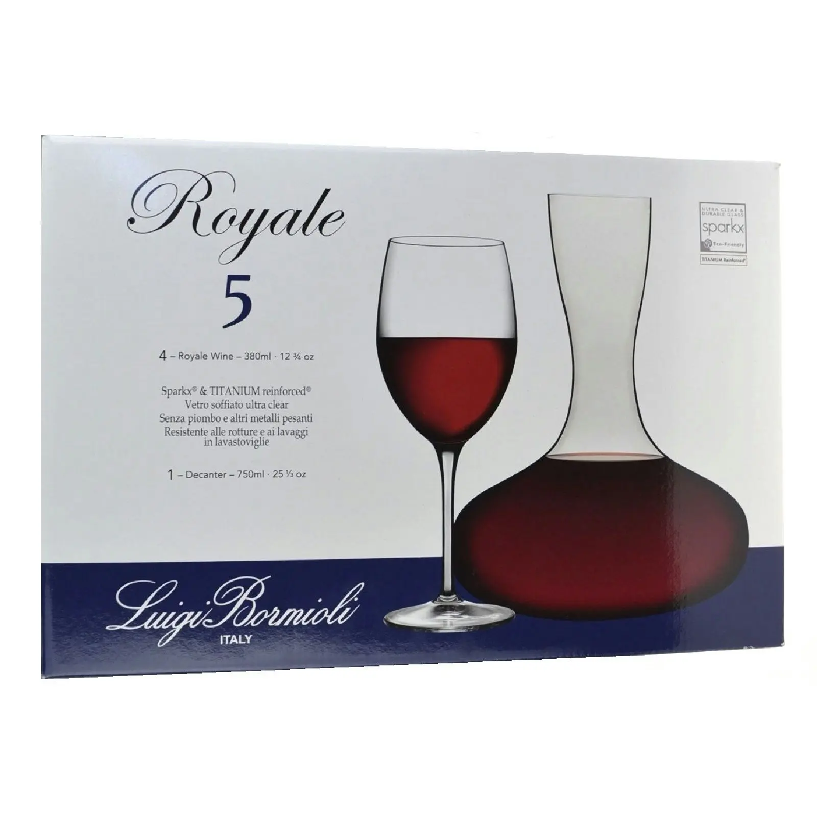 Luigi Bormioli Royale 5 Piece Decanter And Glass Set