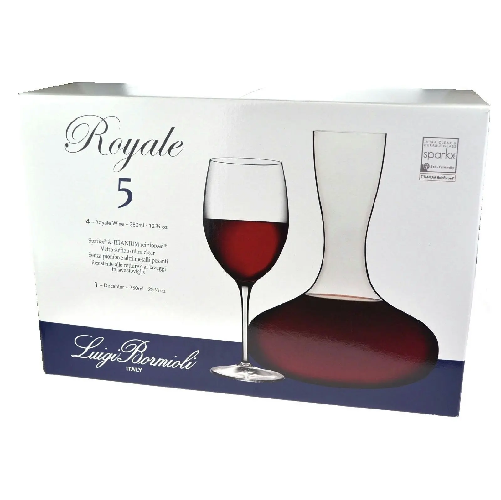 Luigi Bormioli Royale 5 Piece Decanter And Glass Set