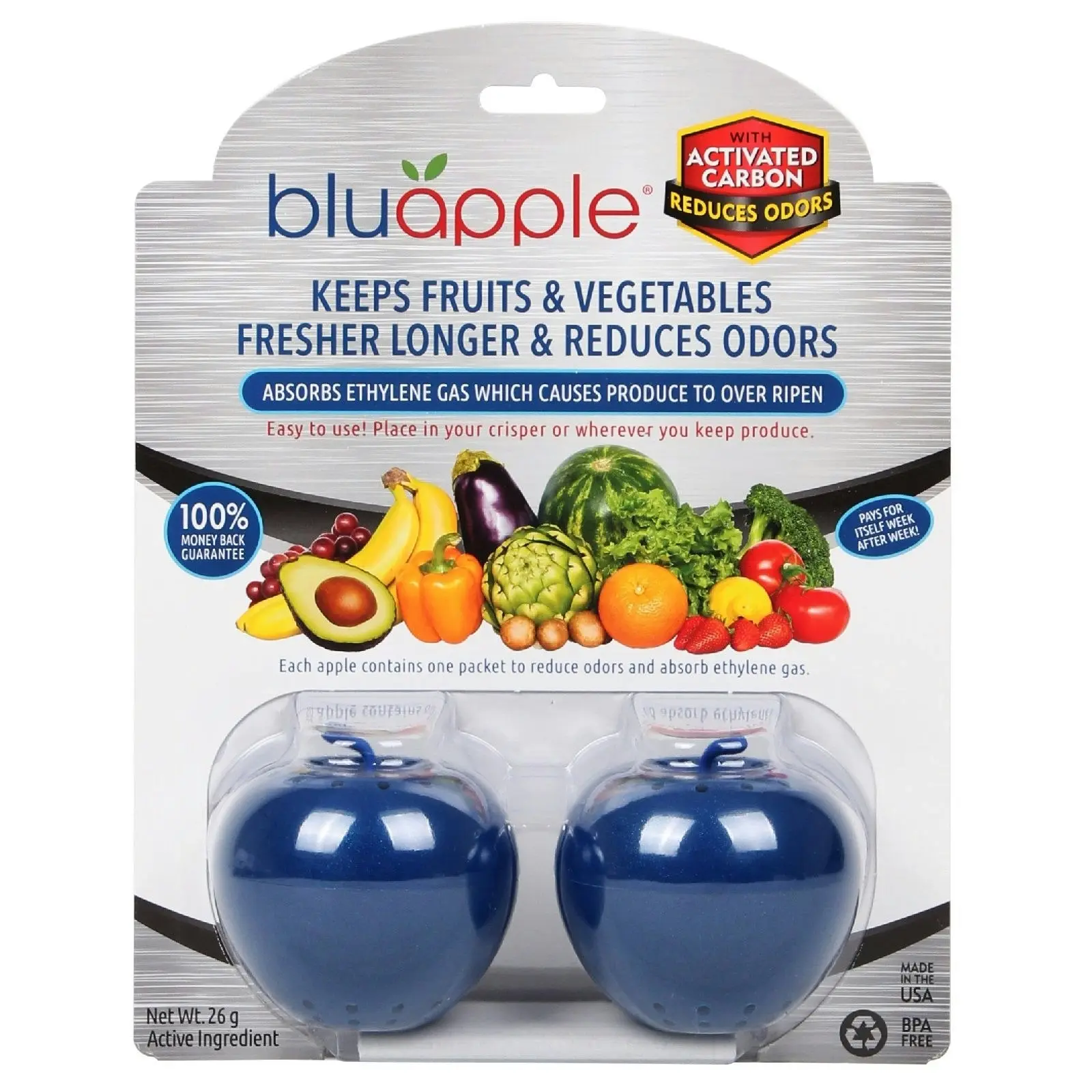 Bluapple Classic + Activated Carbon Fruit & Vegetable Life Extender Combo Pack