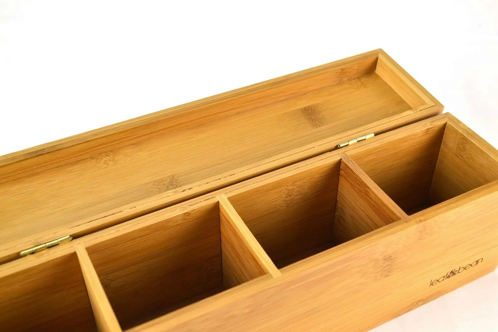 Leaf and Bean Bamboo Tea Box With 4 Compartments