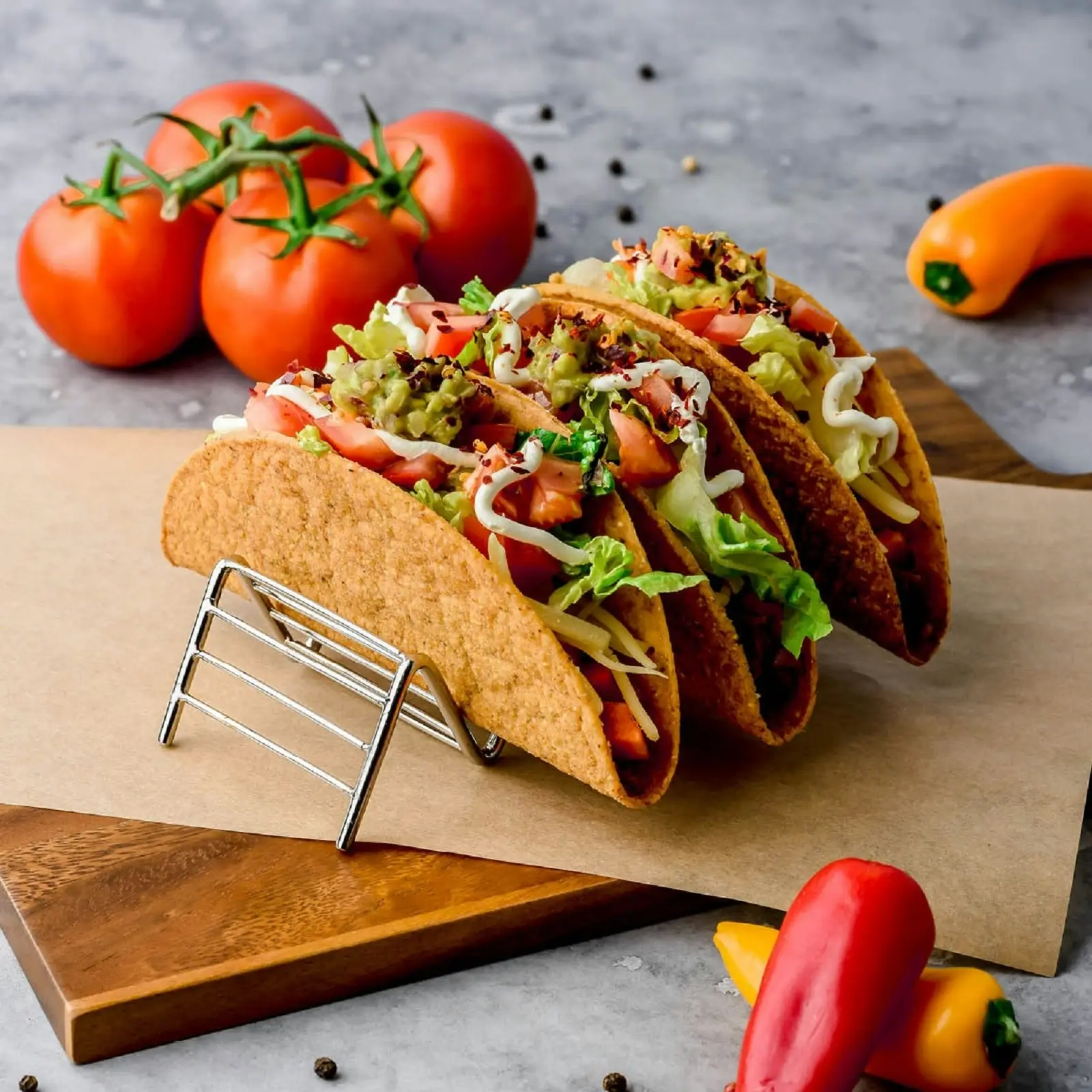 REVERSIBLE WIRE TACO STAND - Holds 3 or 4 Tacos