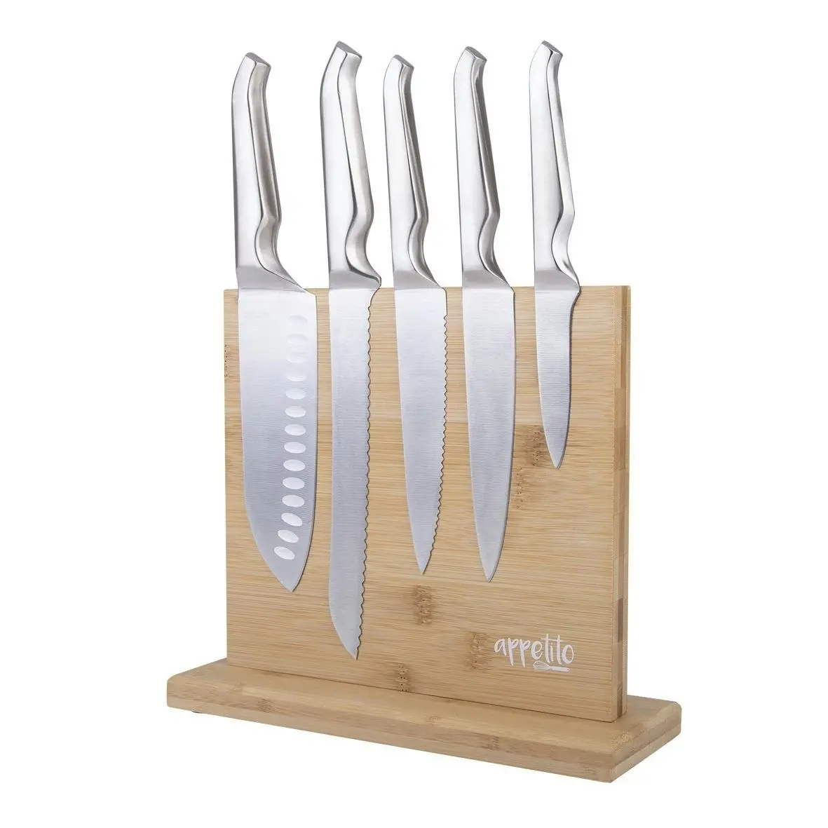 Appetito Magnetic Knife Stand Double Sided   Bamboo