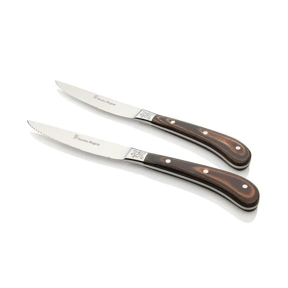 Stanley Rogers 4 Piece Pistol Grip Steak Knives   Woodlands Brown