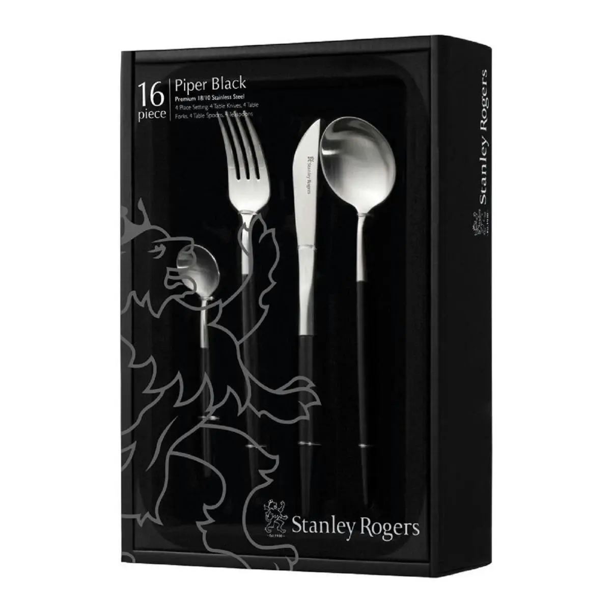 Stanley Rogers 16 Piece Piper Black Cutlery Set